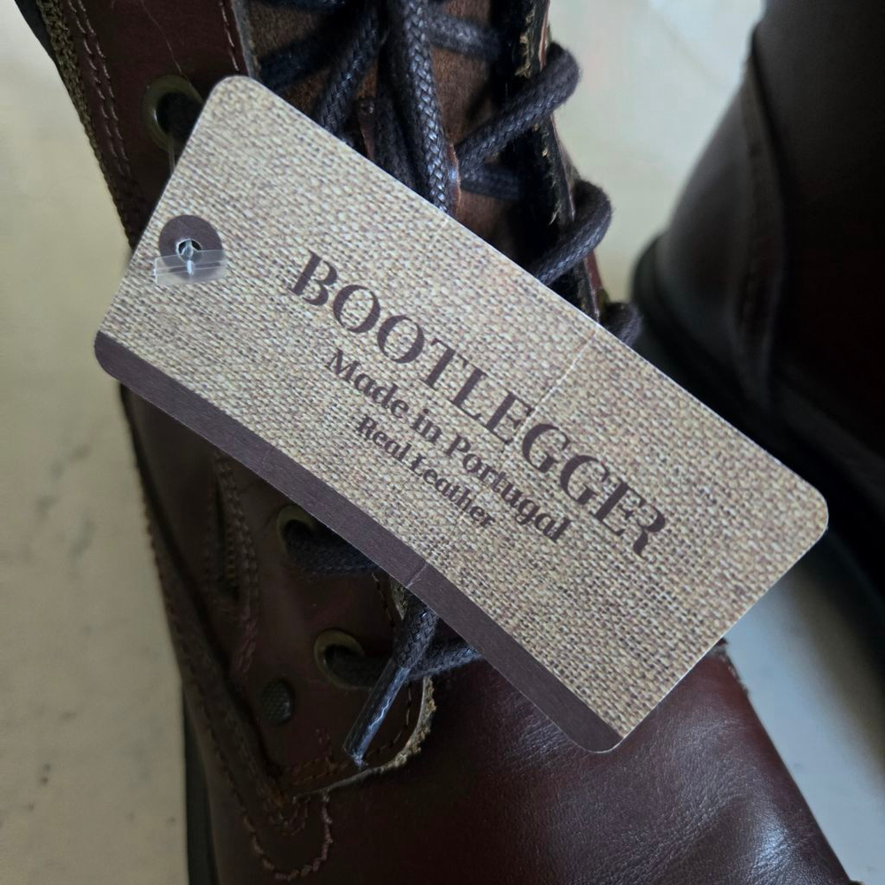 Men's BOOTLEGGER Brown Leather Moto Boots Size US 10/EU 43 Made in Portugal - Picture 4 of 13